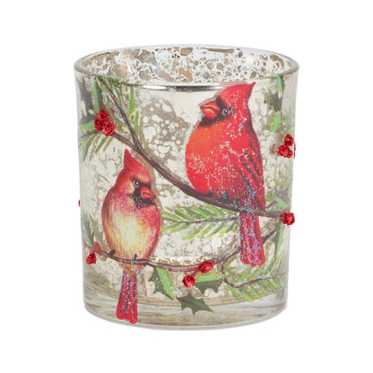 Mercury Glass Votive Candle Holder with Bird and Berry Branch (Set of 6) — additional view