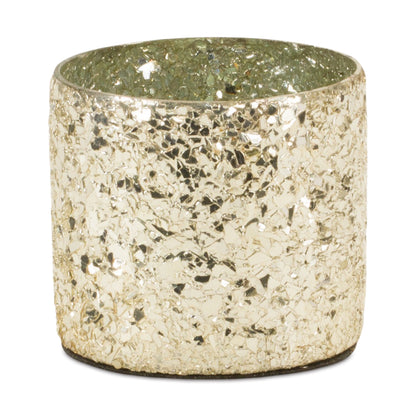 Gold Mosaic Glass Candle Holder (Set of 2) — additional view
