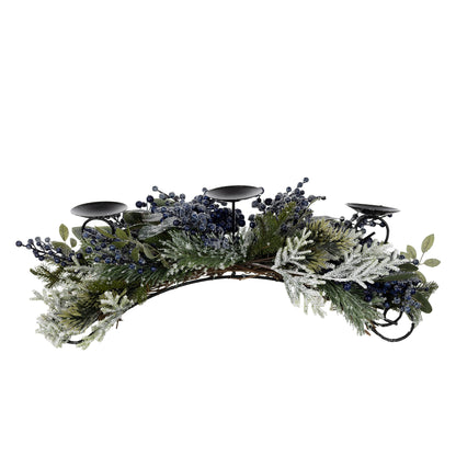 Frosted Pine Blueberry Centerpiece Candle Holder 31"L