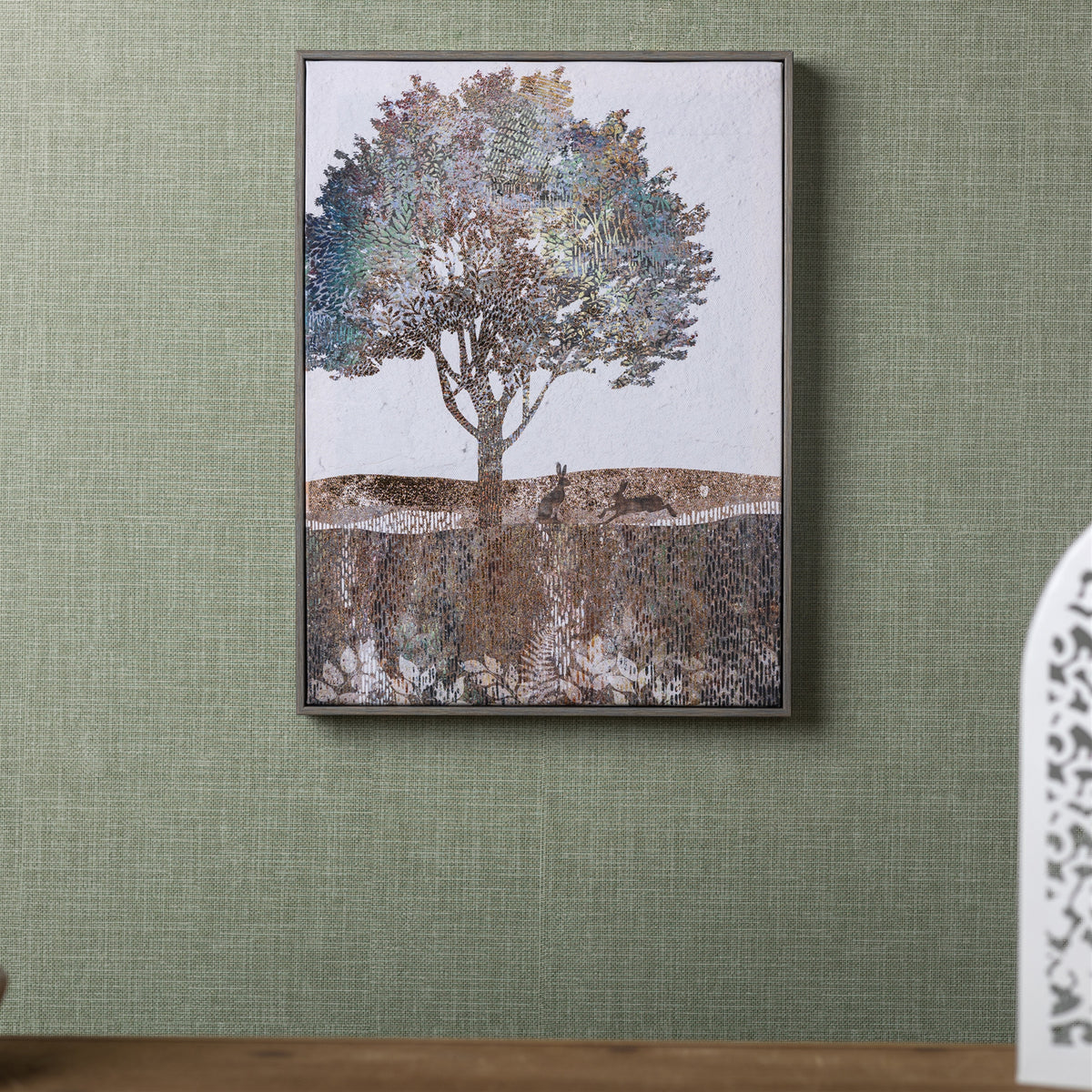 Framed Tree and Rabbit Print 15.5"H — additional view