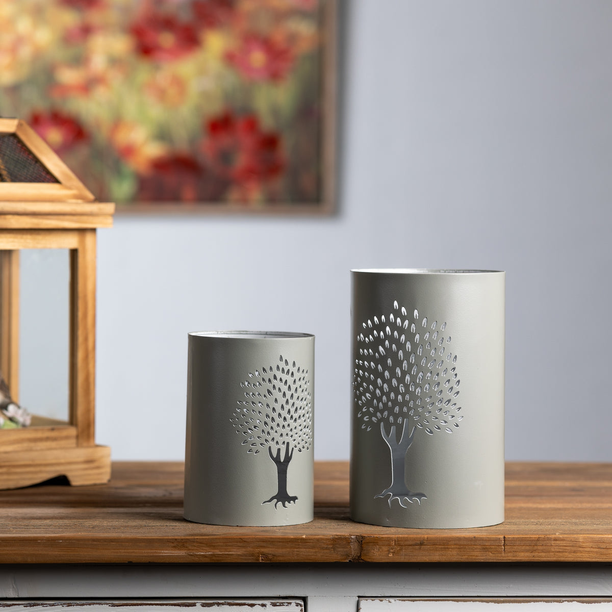 Punched Metal Tree Candle Holder (Set of 2) — additional view
