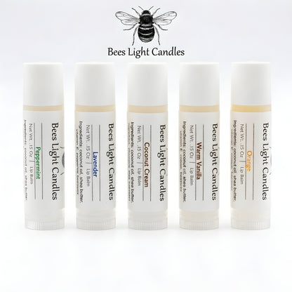 Organic Coconut Oil & Organic Beeswax Lip Balm, Shea Butter Lip Care, Peppermint Lavender Warm Vanilla Orange Coconut Cream Flavor Options