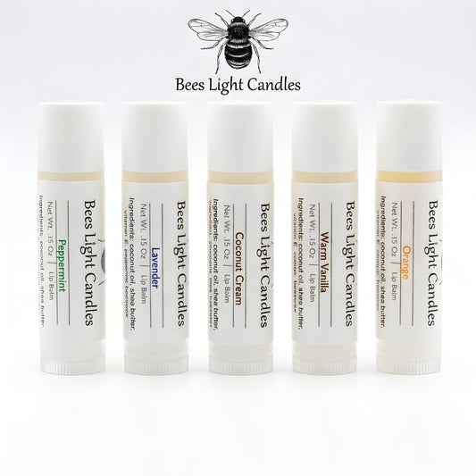 Organic Coconut Oil & Organic Beeswax Lip Balm, Shea Butter Lip Care, Peppermint Lavender Warm Vanilla Orange Coconut Cream Flavor Options