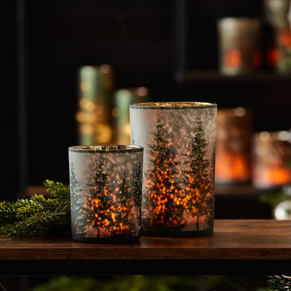 Frosted Pine Mercury Glass Candle Holder (Set of 2) — additional view