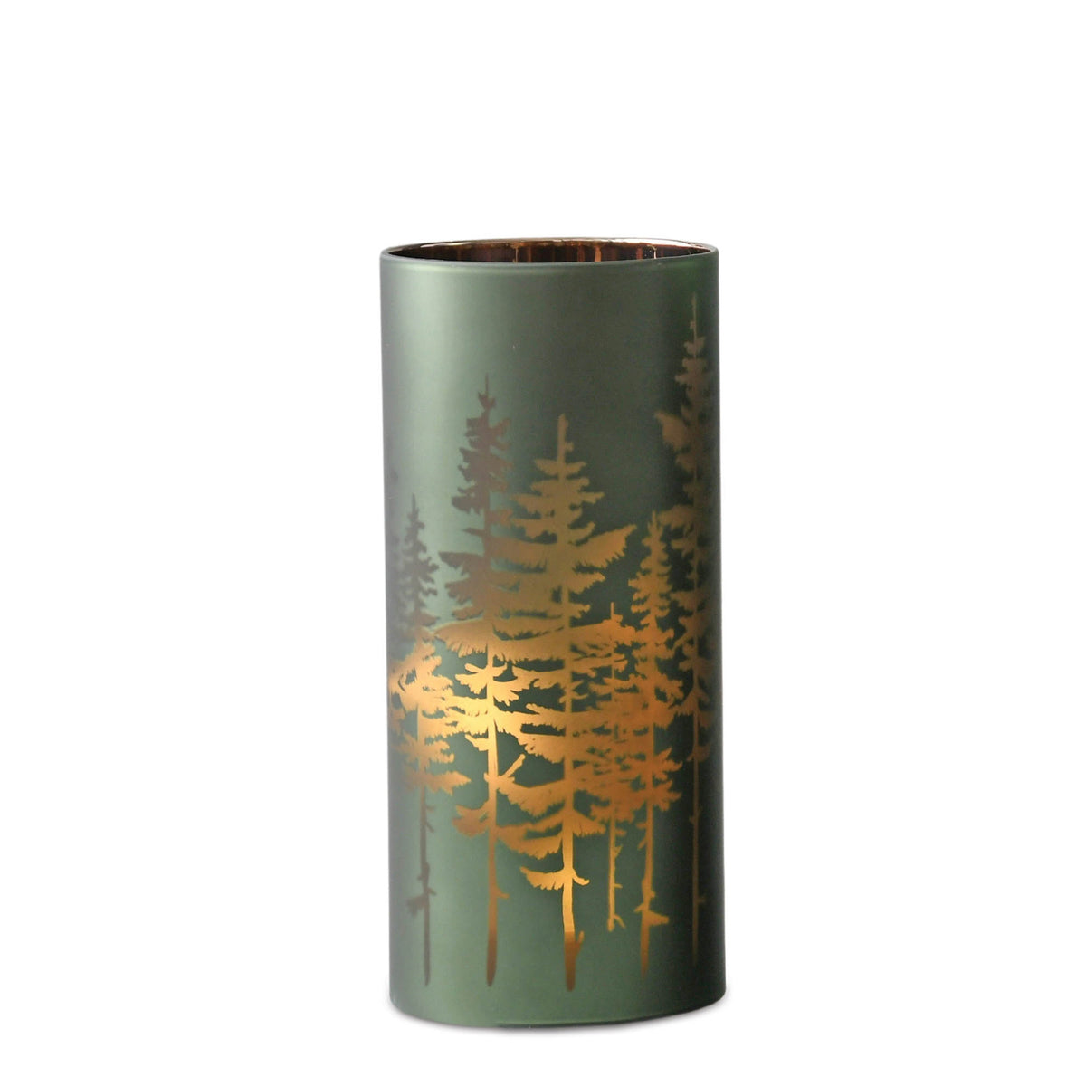 Frosted Pine Trees Glass Candle Holder (Set of 2) — additional view