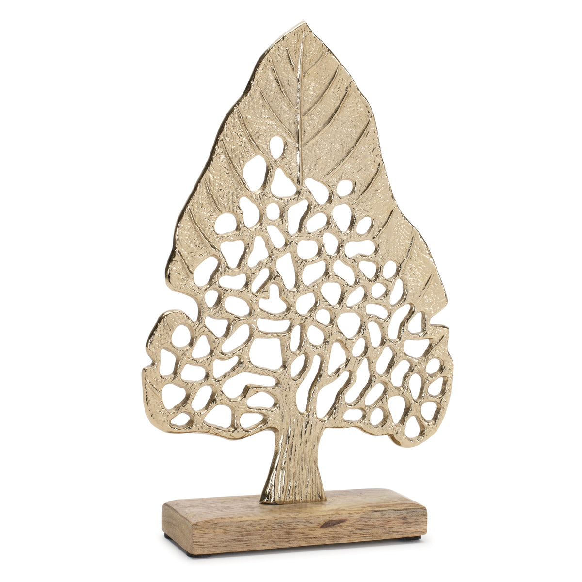 Modern Metal Leaf Tree on Wood Base (Set of 2) — additional view