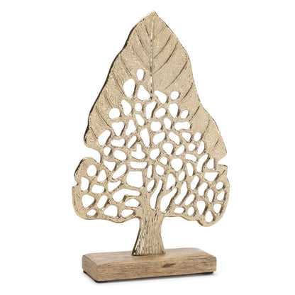 Modern Metal Leaf Tree on Wood Base (Set of 2) — additional view