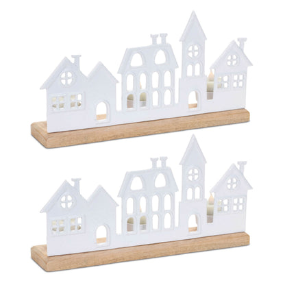 Metal Village Tealight Candle Holder (Set of 2) — additional view