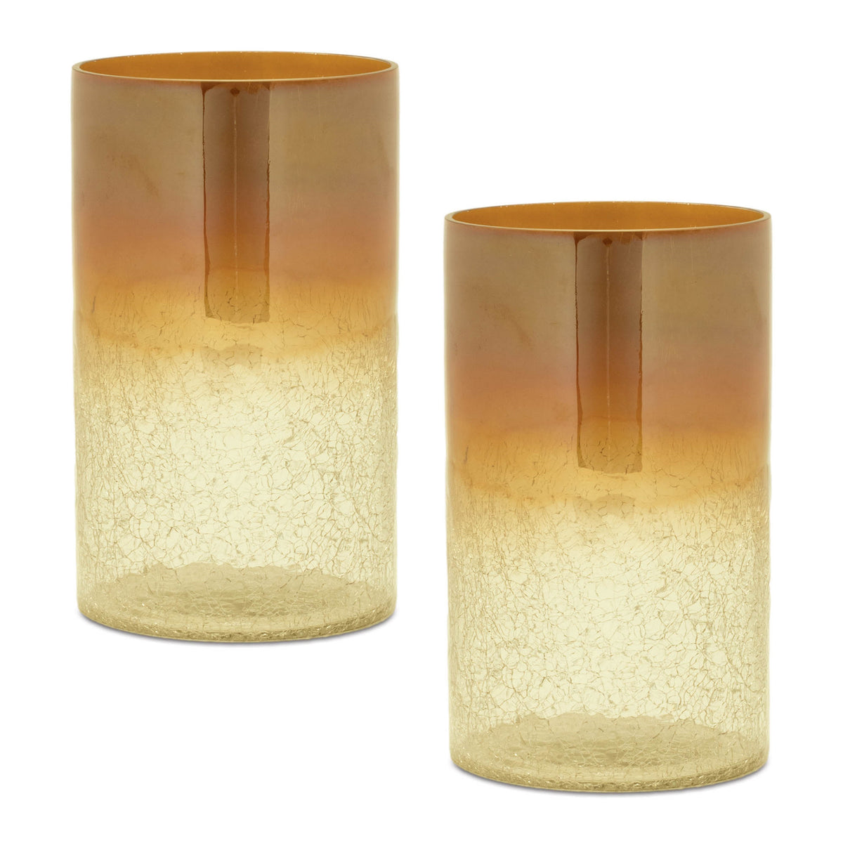 Gold Ombre Crackle Glass Vase (Set of 2) — additional view