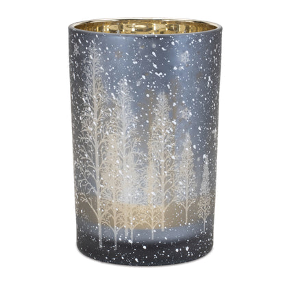 Navy Pine Tree Glass Candle Holder (Set of 2) — additional view