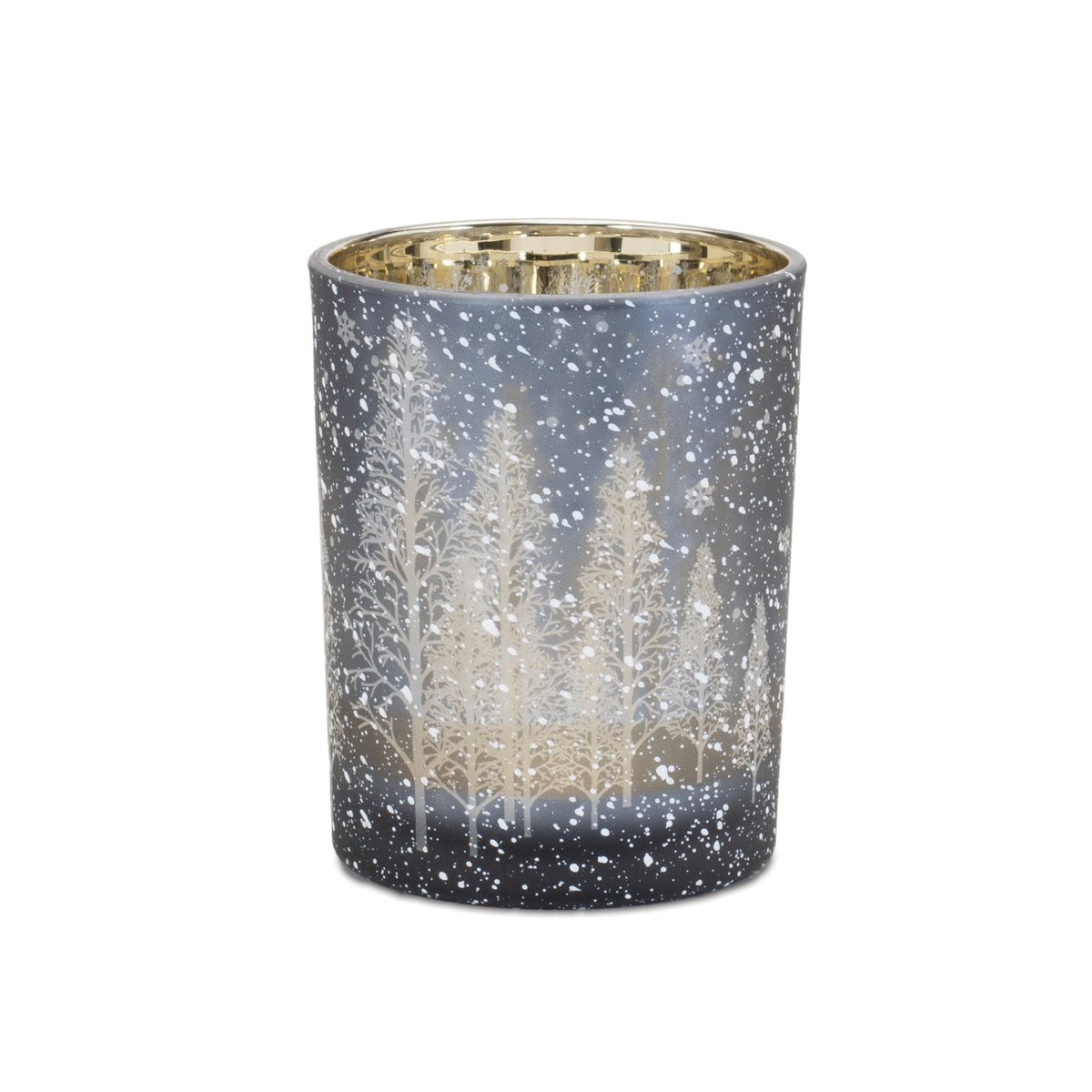 Navy Pine Tree Glass Candle Holder (Set of 2) — additional view