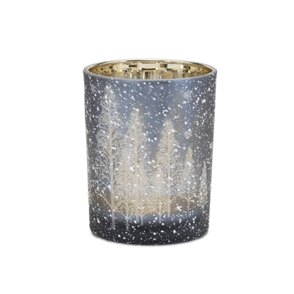 Navy Pine Tree Glass Candle Holder (Set of 2) — additional view