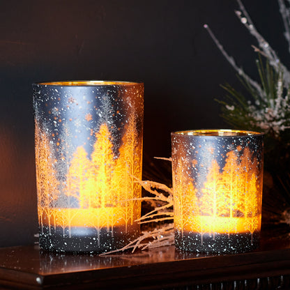 Navy Pine Tree Glass Candle Holder (Set of 2) — additional view