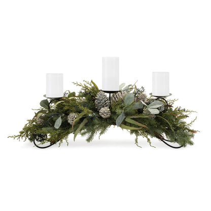Mixed Pine Candle Holder Centerpiece 32"L