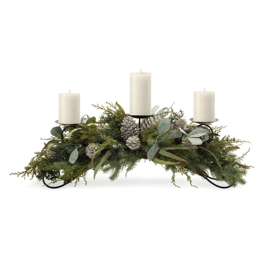 Mixed Pine Candle Holder Centerpiece 32"L