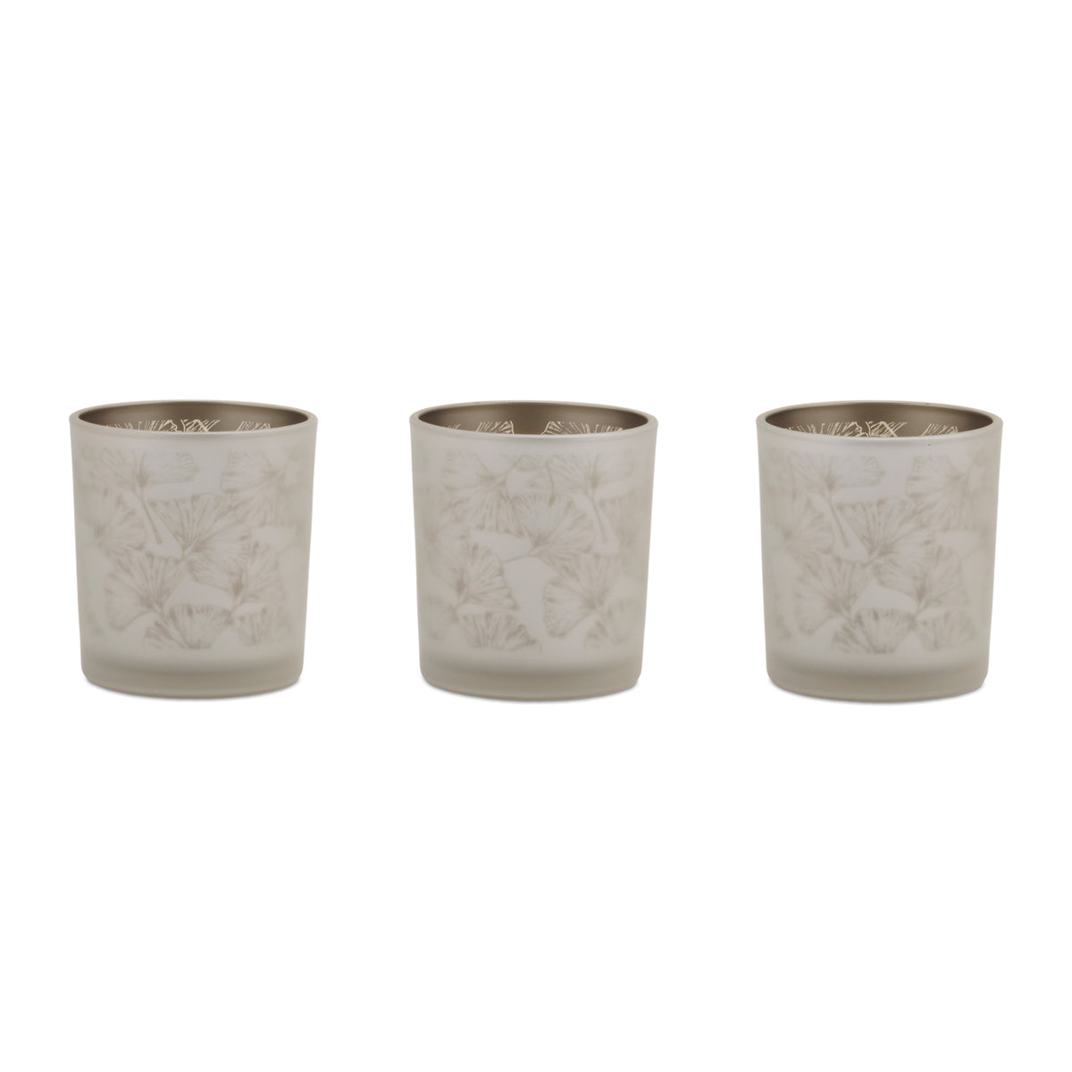 Set of 3 Silver & Gold Glass Votive Candle Holders