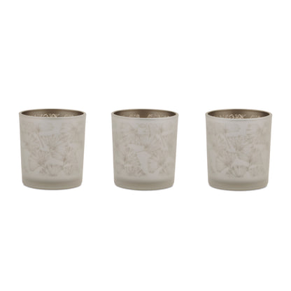Set of 3 Silver & Gold Glass Votive Candle Holders
