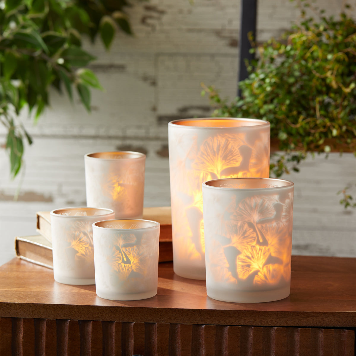 Set of 3 Silver & Gold Glass Votive Candle Holders — additional view