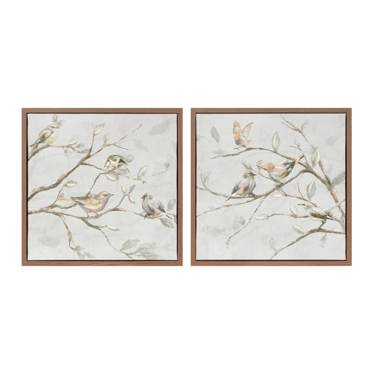 Framed Birds on Branches Canvas Art (Set of 2)