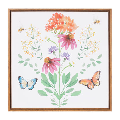 Framed Floral and Butterfly Wall Art 15.5"SQ