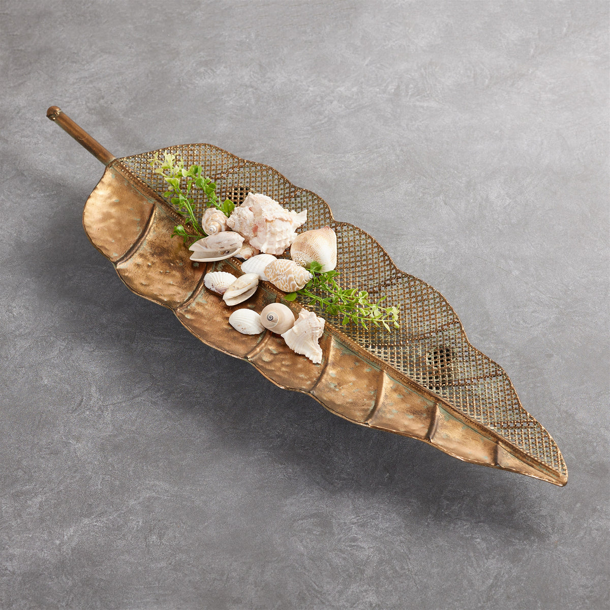 Distressed Metal Leaf Tray (Set of 2) — additional view