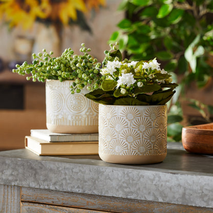 Porcelain Geometric Patterned Planter (Set of 2) — additional view