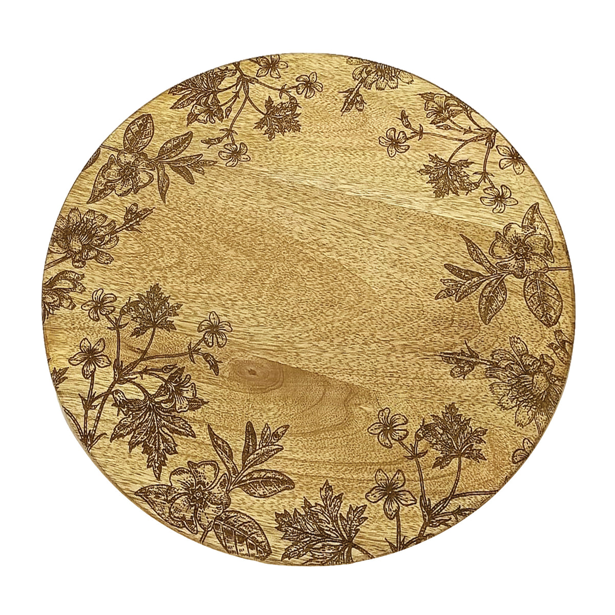Floral Etched Mango Wood Tray — additional view