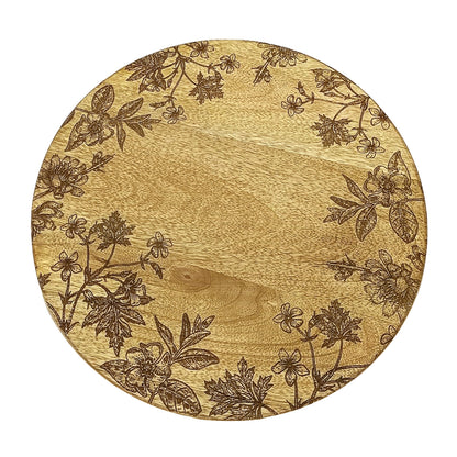 Floral Etched Mango Wood Tray — additional view