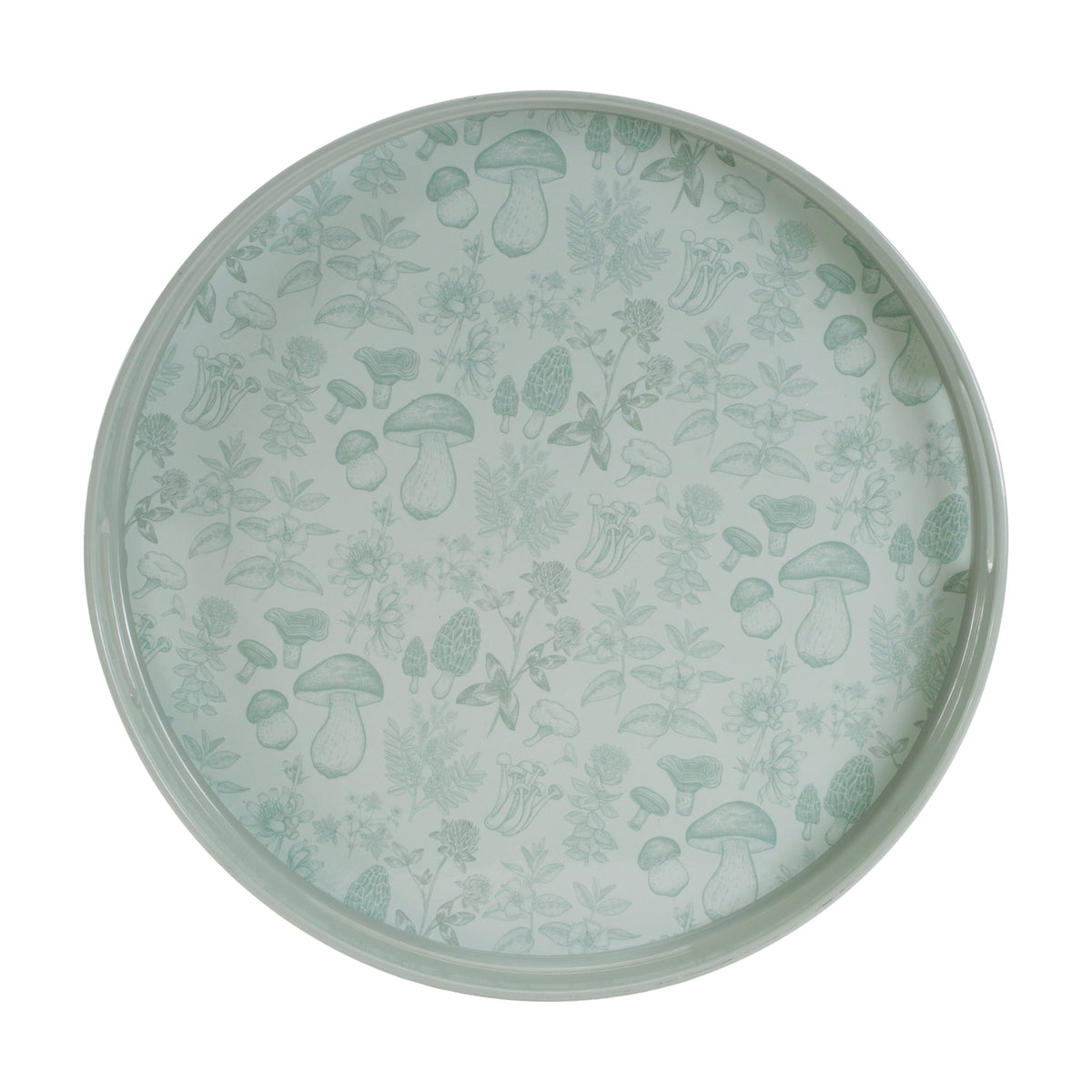 Round Mushroom and Floral Print Tray 13.5"D — additional view