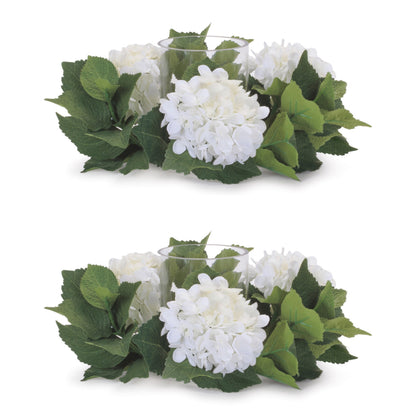 Hydrangea Candle Ring with Glass Hurricane (Set of 2) — additional view