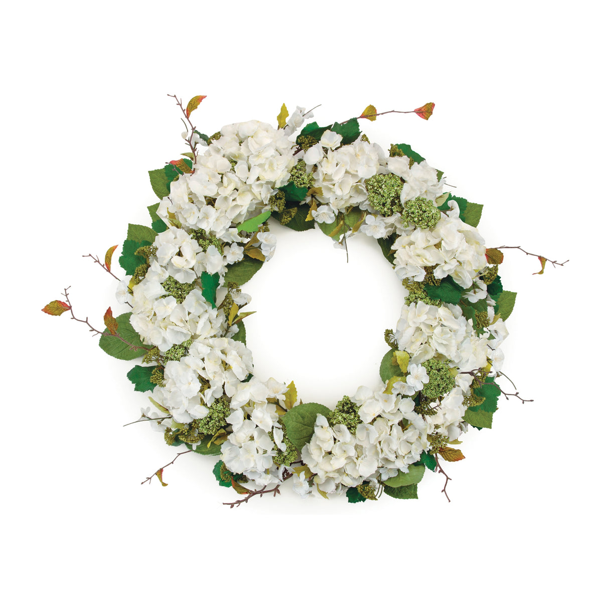 Hydrangea and Seedum Floral Wreath 32"D