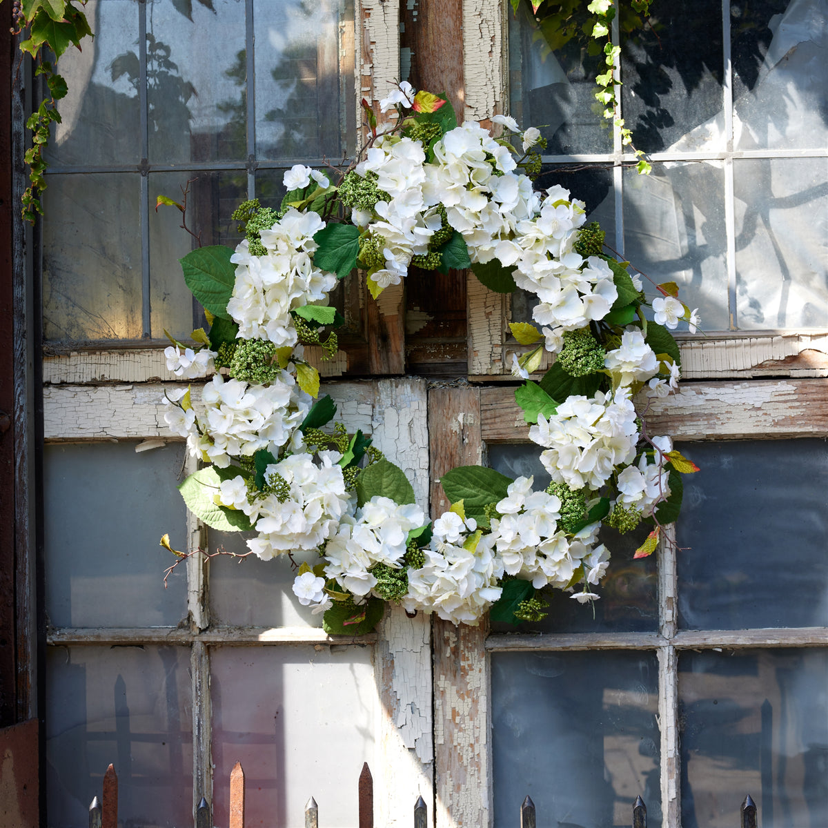 Hydrangea and Seedum Floral Wreath 32"D — additional view