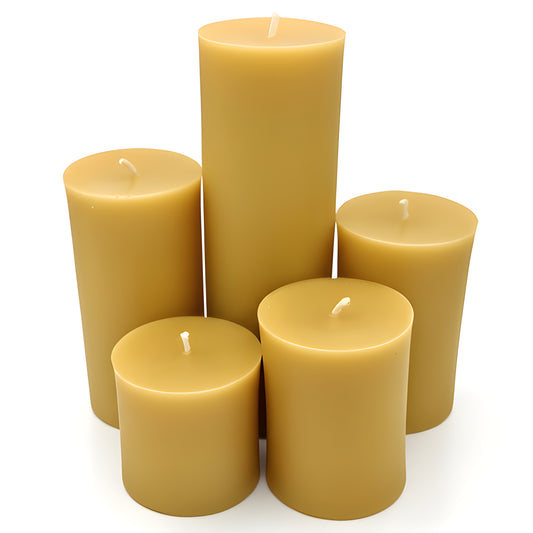 3 Inch Yellow Beeswax Pillar Candles
