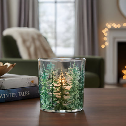 Pine Trees Votive 3 inch Glass Candle Holder