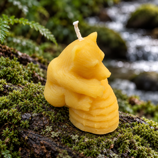 Baby Bear Hugging Beehive Candle