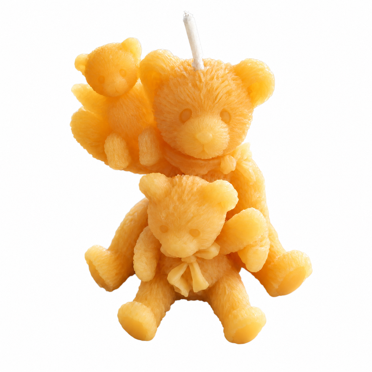 Teddy Bear Family Beeswax Candle
