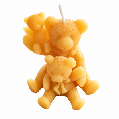 Teddy Bear Family Beeswax Candle