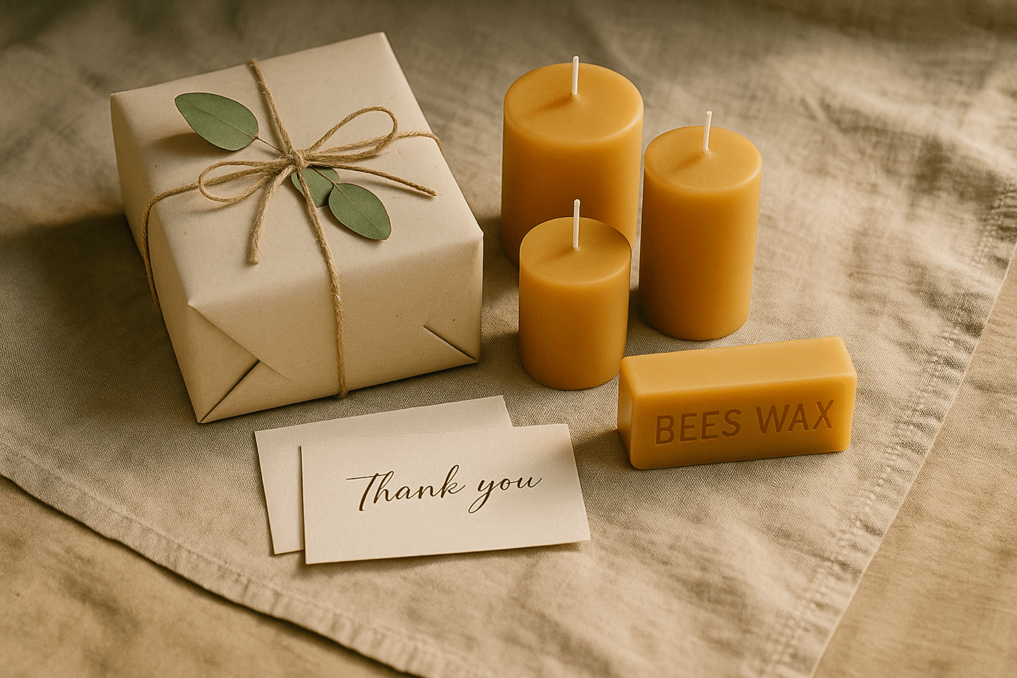 beeswax candle glowing in a cozy living room – non-toxic and natural