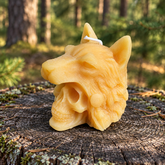Indian Chief Skull Wolf Candle
