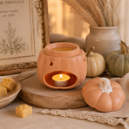 Ceramic Starry Pumpkin Wax Warmer | Fall Tealight Tart & Oil Burner