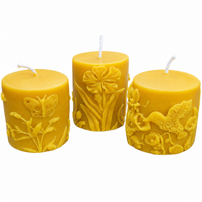 Butterfly | Hummingbird | Flower | Beeswax Pillars