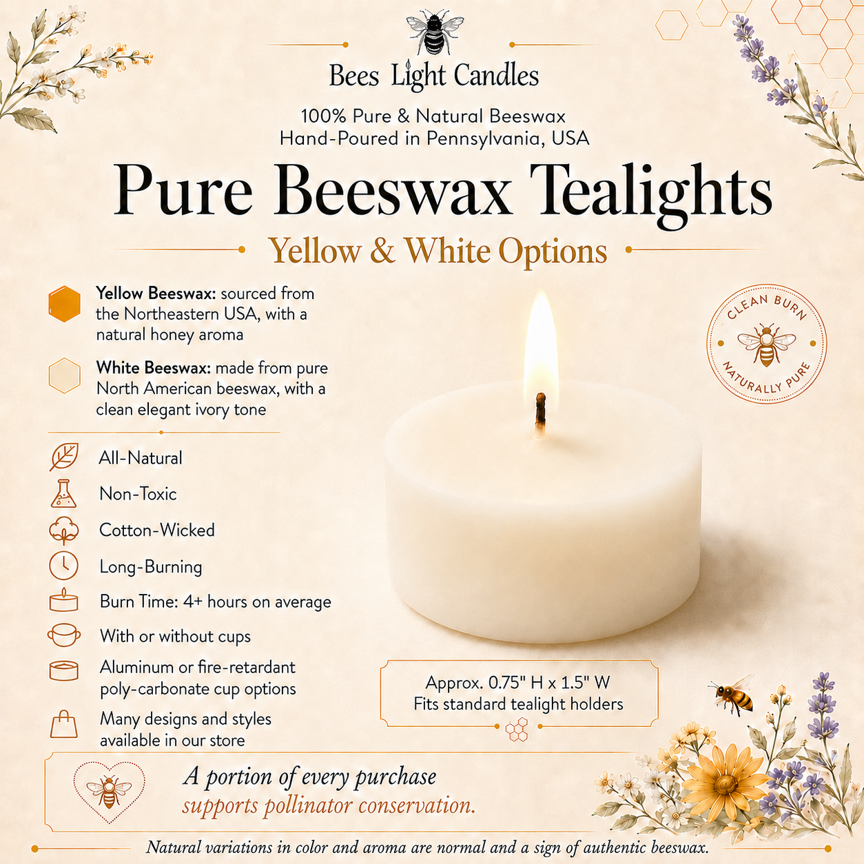 White Refill Tealight Beeswax Candles