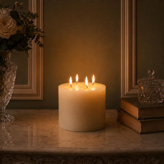 6x5" White Beeswax Pillar Candle
