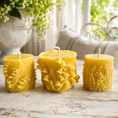 Wandering Lily of the Valley Beeswax Pillar Candles