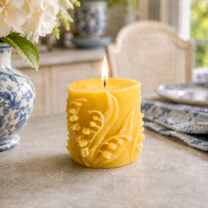 Wandering Lily of the Valley Beeswax Pillar Candles