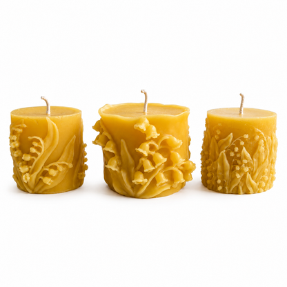 Wandering Lily of the Valley Beeswax Pillar Candles