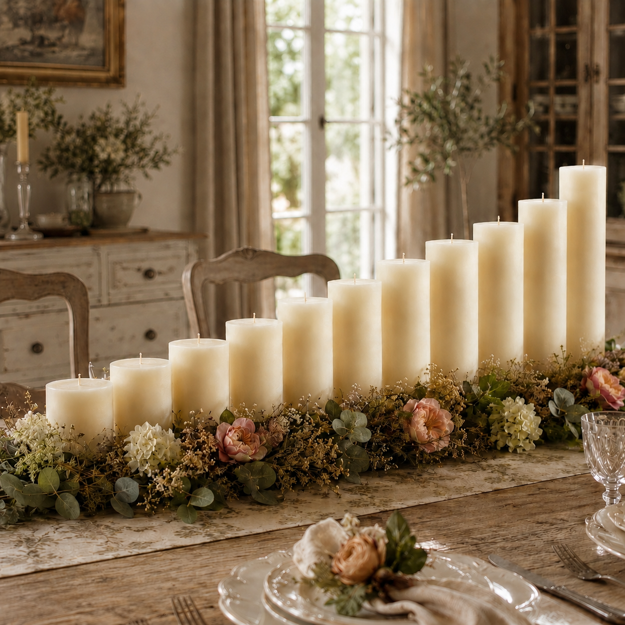 3x14 Inch White Beeswax Pillar Candle