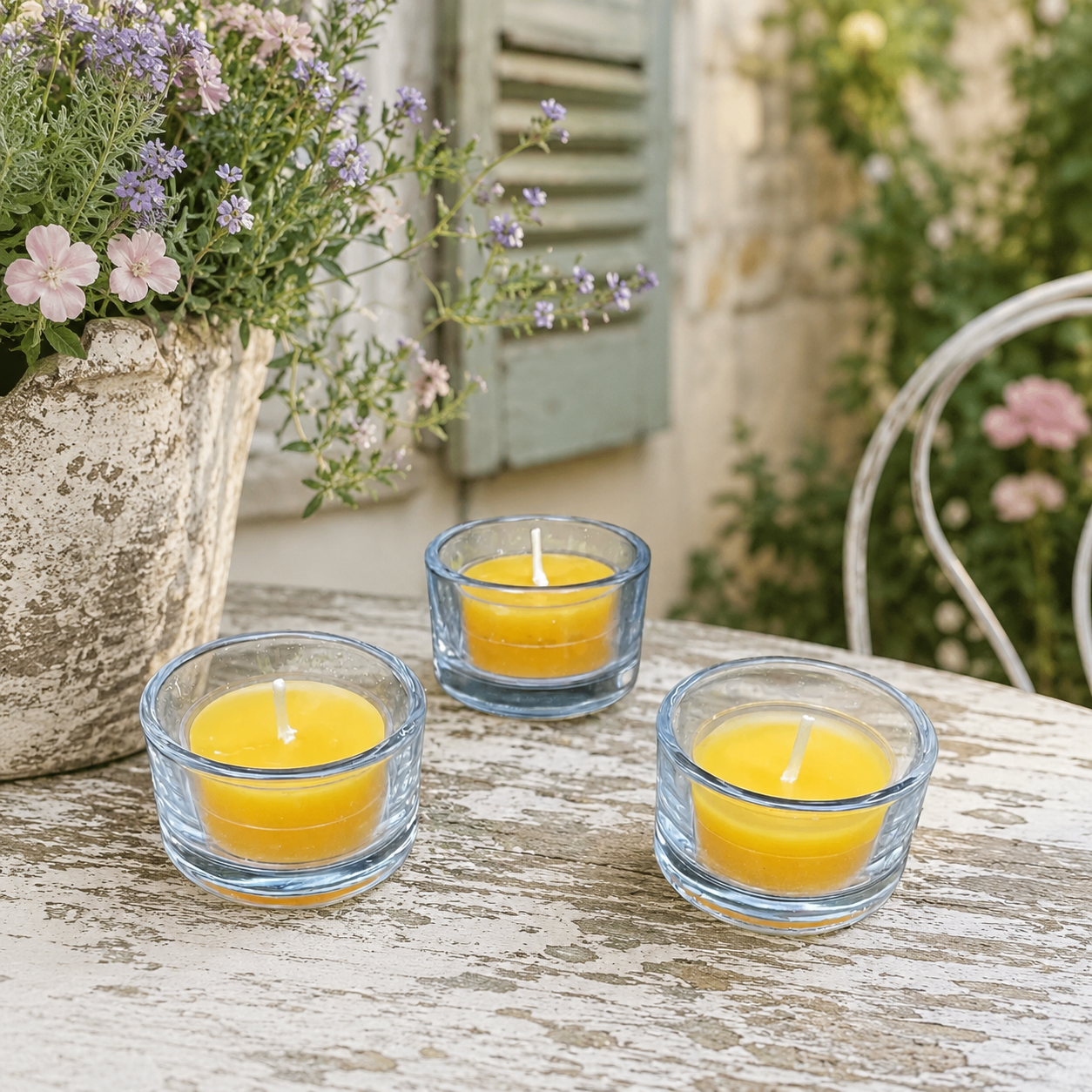 Clear Glass Tealight Holders, Optional Beeswax Candles