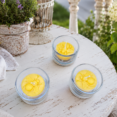 Clear Glass Tealight Holders, Optional Beeswax Candles