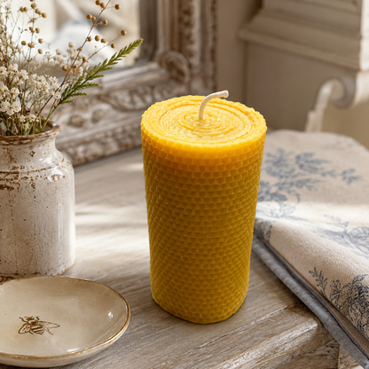 Large Honeycomb Beeswax Pillar Candle